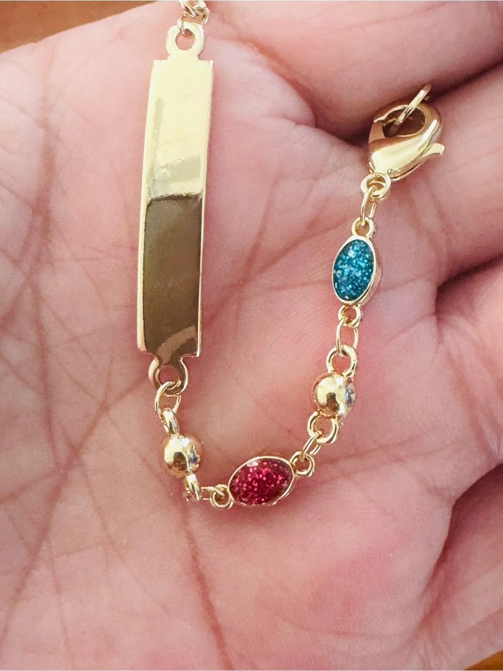 14K Gold Plated Multi-Color beads Bar kids’s Bracelet. New